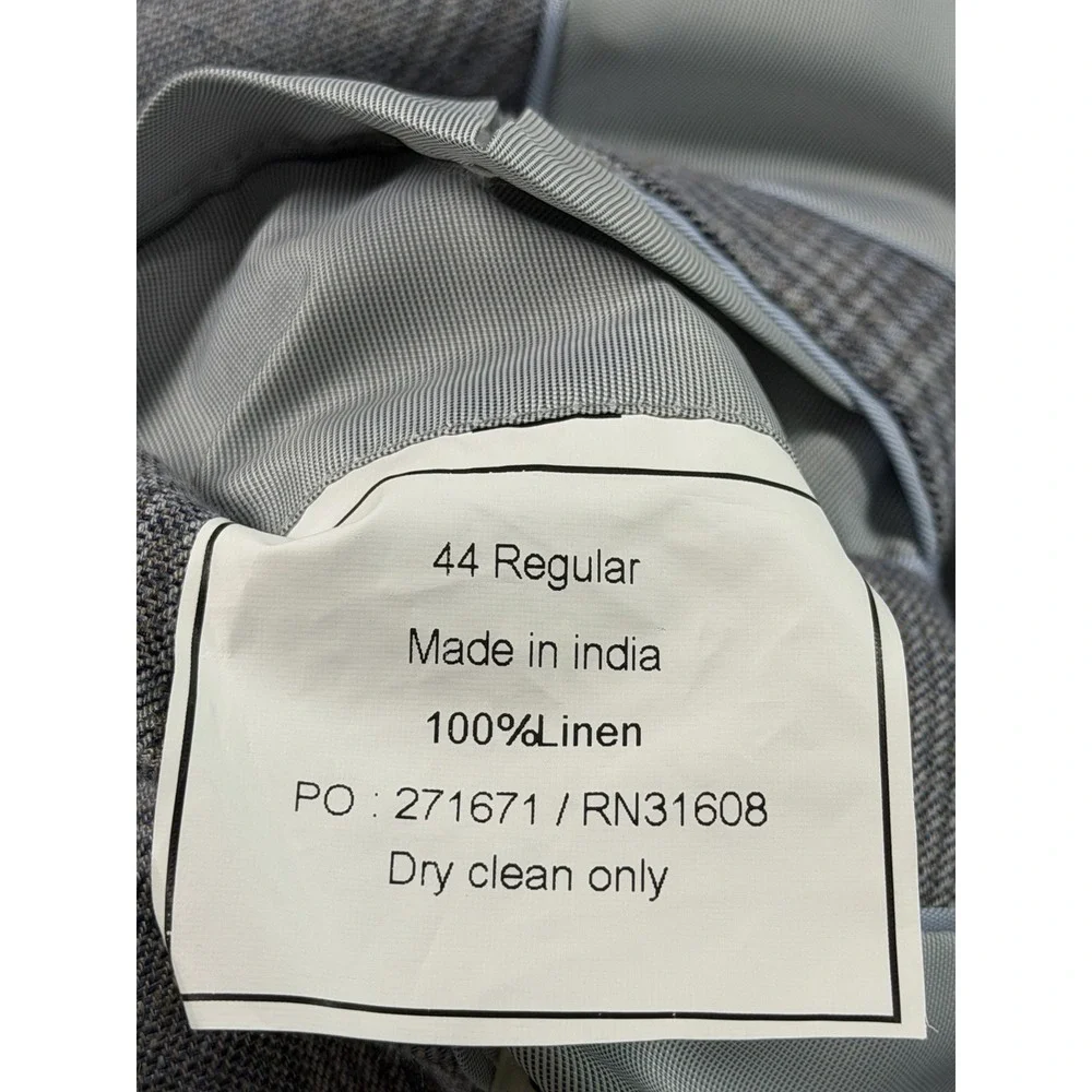 Jos A Bank 1905 Blazer 44R Glen Plaid 100% Linen Tailored Fit Sport Coat Jacket